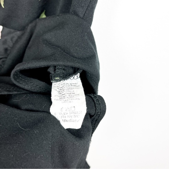 Eclipse Black & Pink Floral Body Suit with Draped Front Neck - Picture 4 of 10